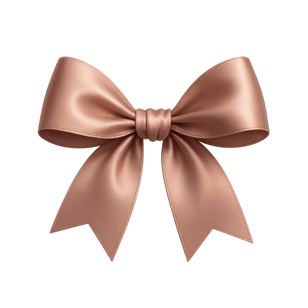 A dusty-rose satin ribbon bow