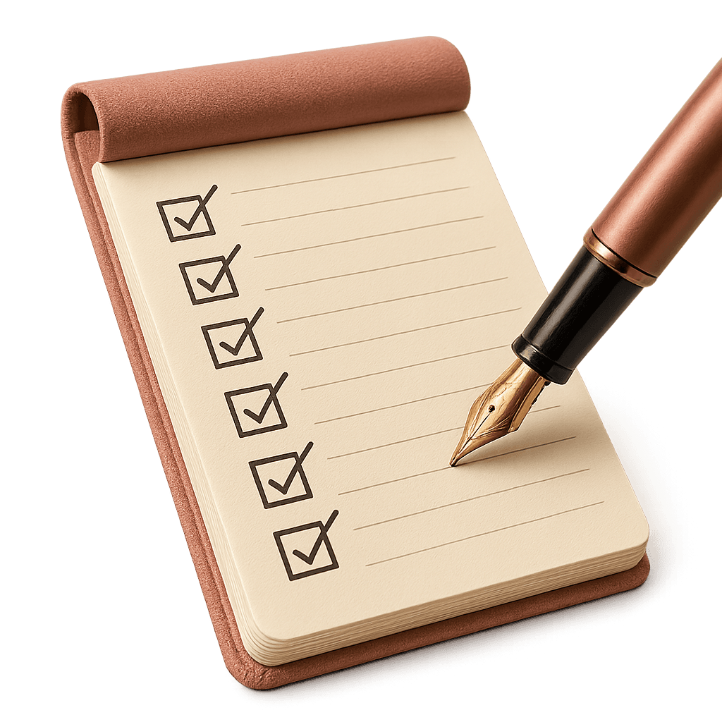 A checklist with a pen